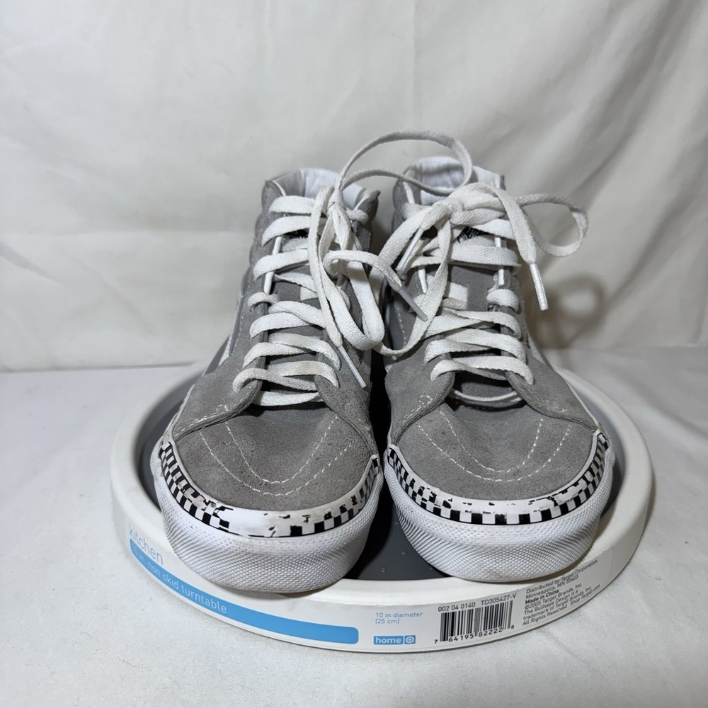 Vans SK8-Hi Sneakers Gray White Checkered Foxing Stripe Kids Size 3Y - Picture 2 of 6
